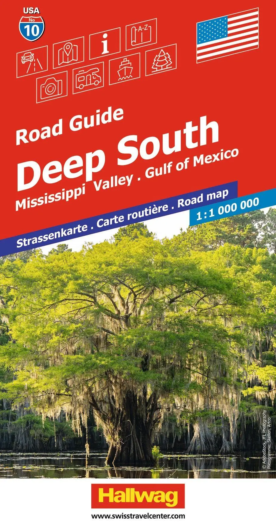 Cover: 9783828330351 | Hallwag Strassenkarte USA, Deep South 1:1 Mio. | (Land-)Karte | 2025