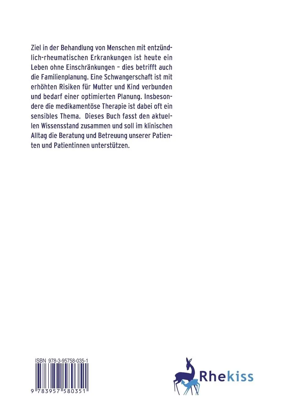 Rückseite: 9783957580351 | Rheumatische Erkrankungen und Schwangerschaft | Specker (u. a.) | Buch