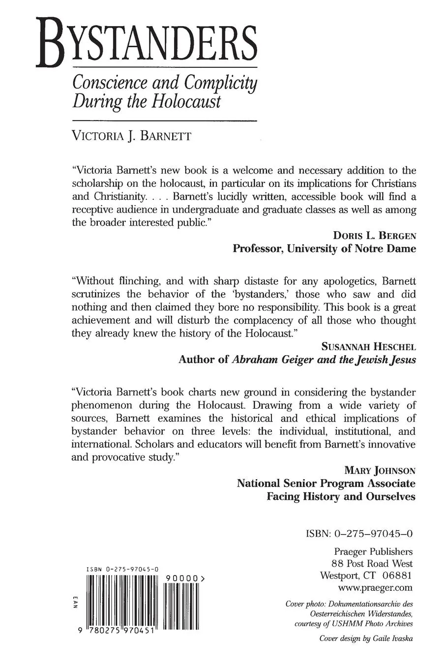 Rückseite: 9780275970451 | Bystanders | Conscience and Complicity During the Holocaust | Barnett