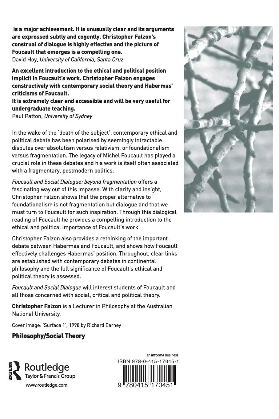 Rückseite: 9780415170451 | Foucault and Social Dialogue | Beyond Fragmentation | Chris Falzon