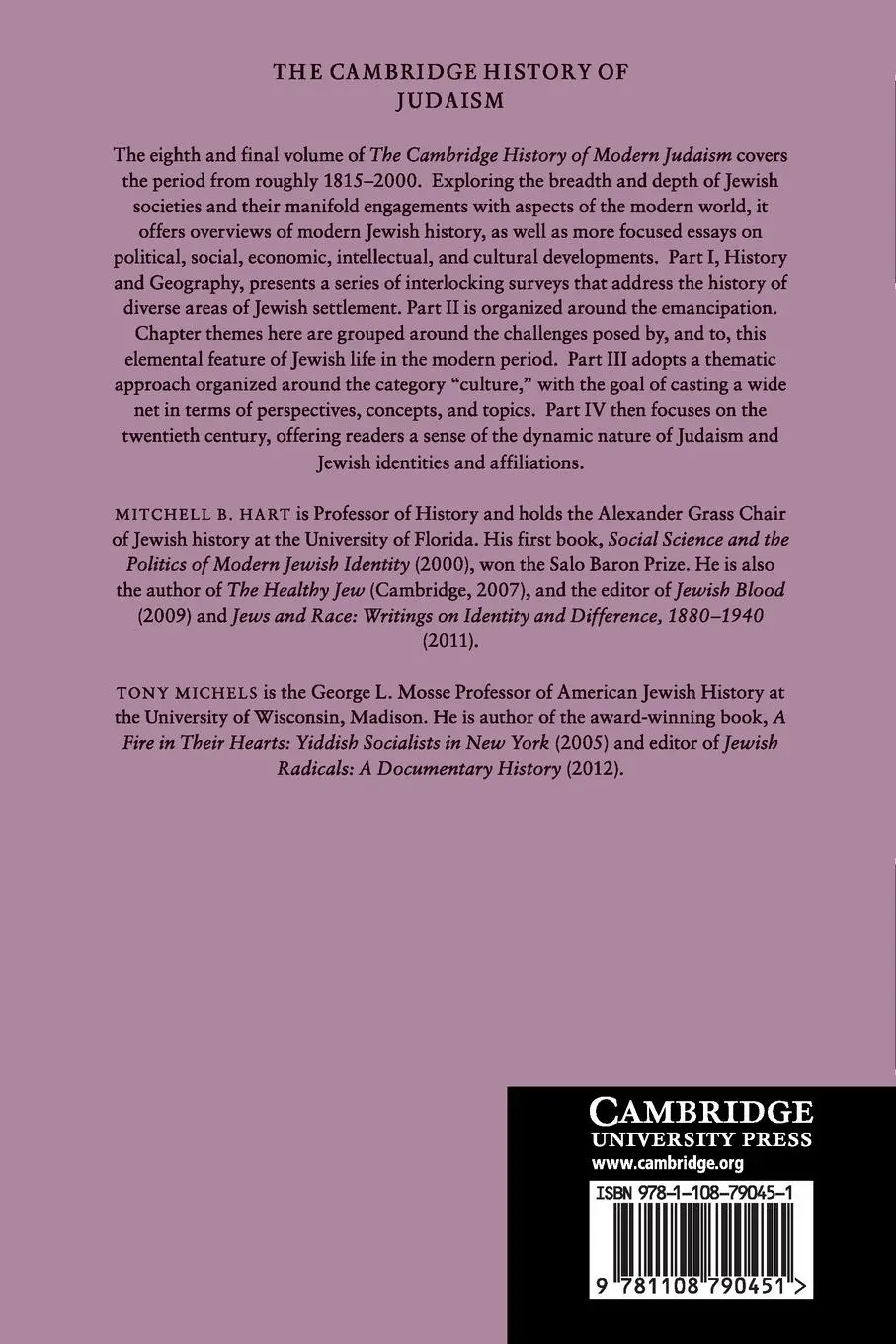 Rückseite: 9781108790451 | The Cambridge History of Judaism | Mitchell B. Hart (u. a.) | Buch