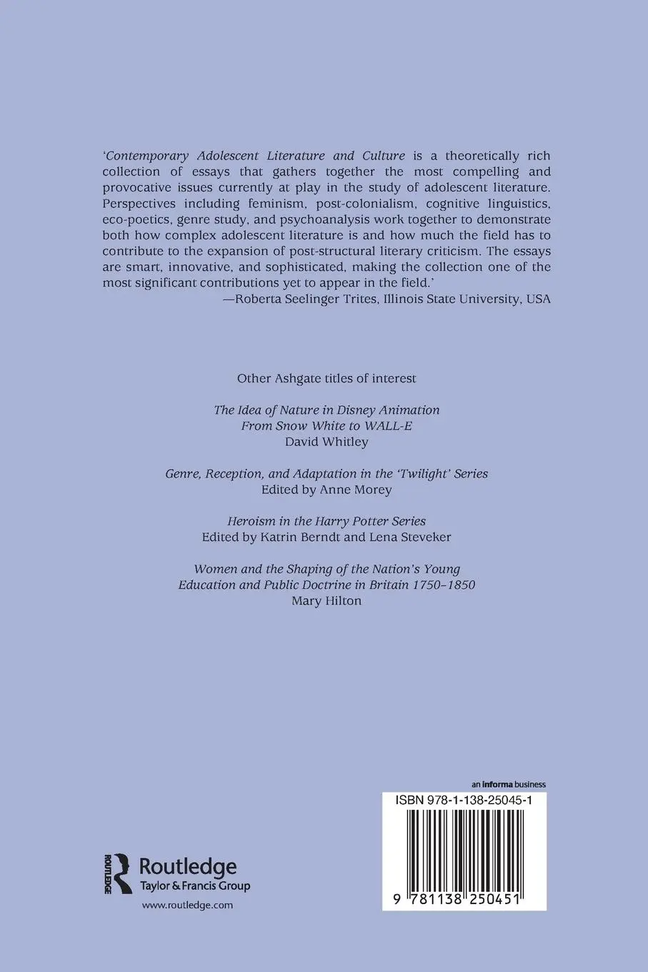 Rückseite: 9781138250451 | Contemporary Adolescent Literature and Culture | The Emergent Adult