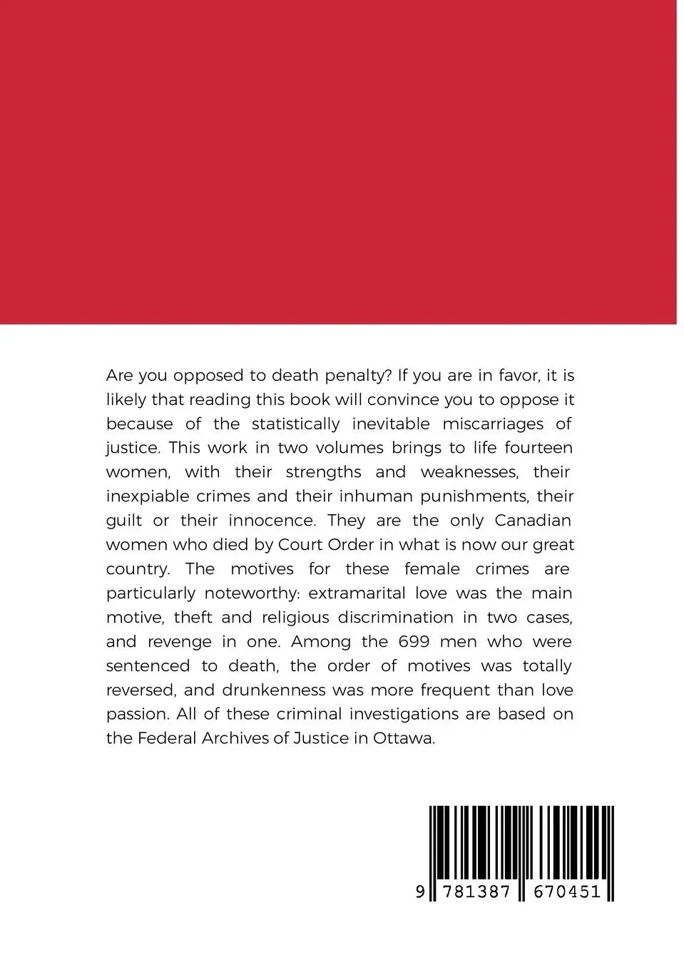 Rückseite: 9781387670451 | Crimes &amp; Punishments of Canadian Women BOOK TWO | Jean-Claude Castex