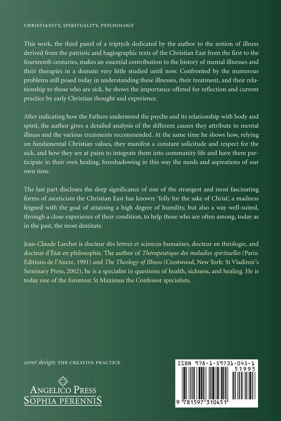 Rückseite: 9781597310451 | Mental Disorders and Spiritual Healing | Jean-Claude Larchet | Buch