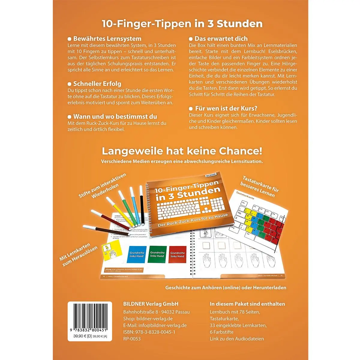 Rückseite: 9783832800451 | 10-Finger-Tippen in 3 Stunden | Christian Bildner | Taschenbuch | 2019