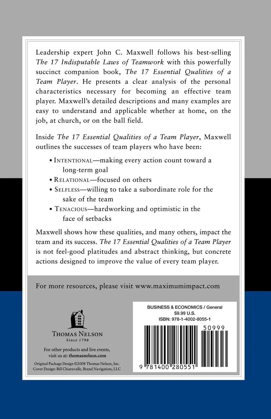 Rückseite: 9781400280551 | The 17 Essential Qualities of a Team Player (Internation Edition)