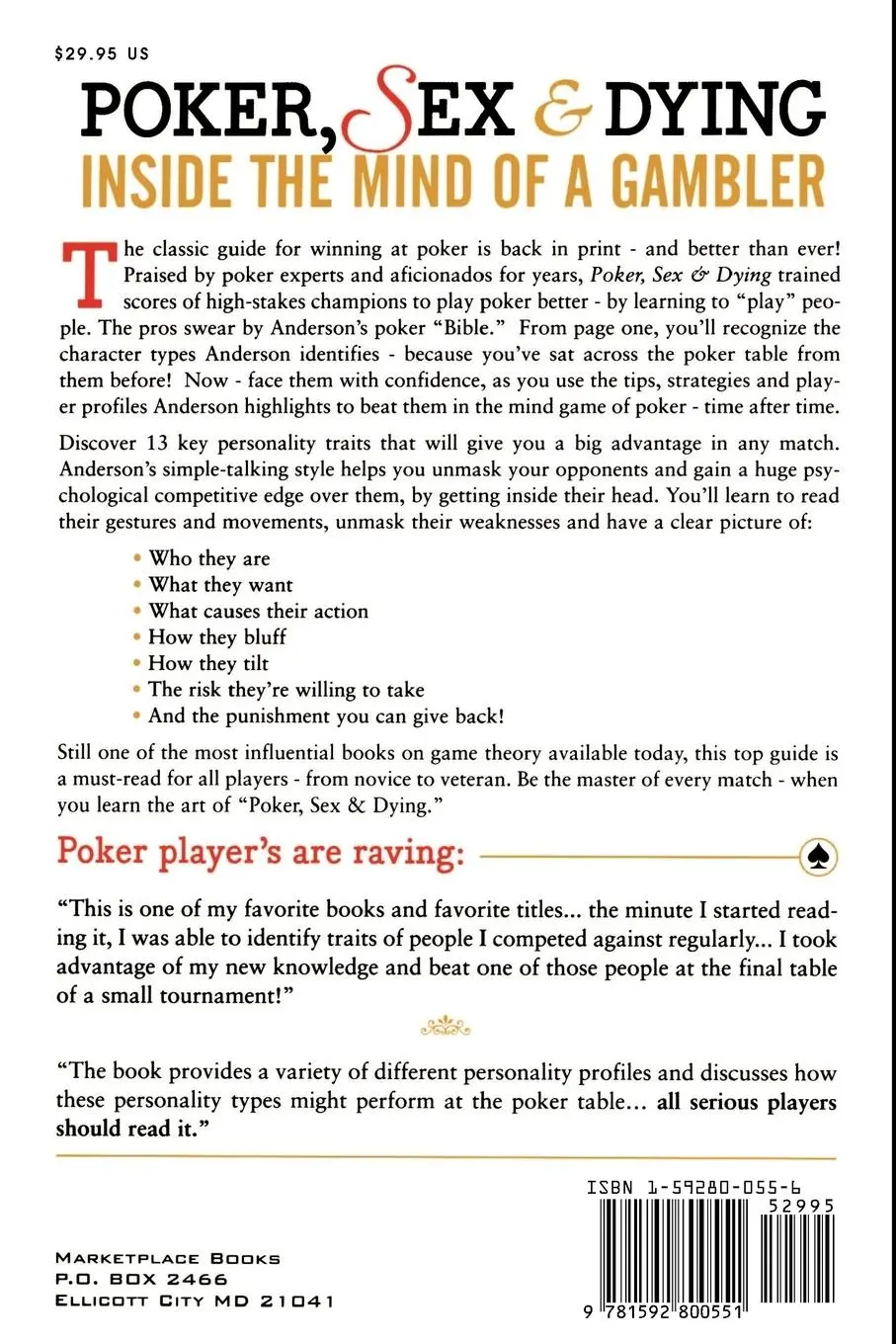 Rückseite: 9781592800551 | Poker, Sex, and Dying: Inside the Mind of a Gambler | Juel E. Anderson