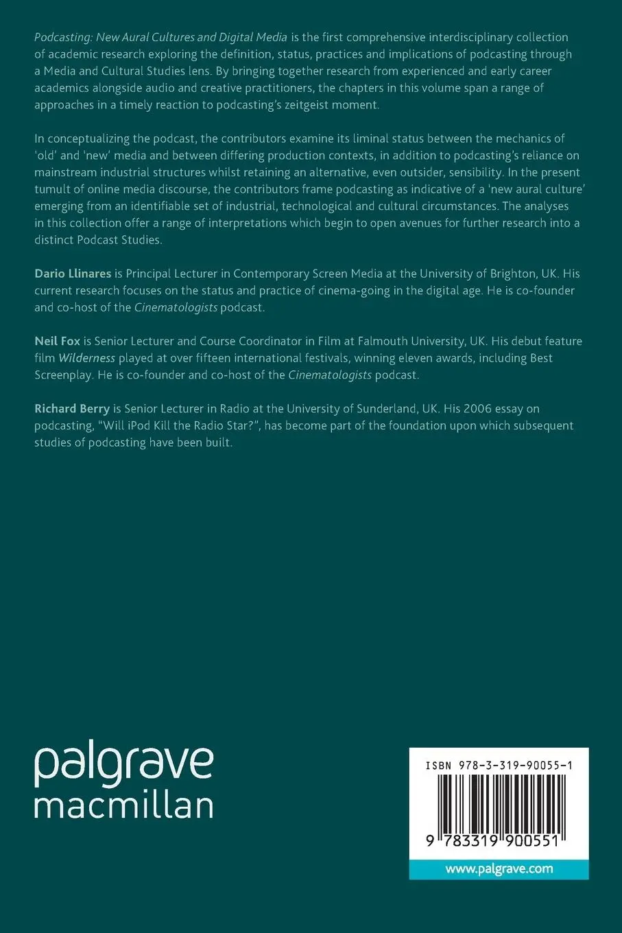 Rückseite: 9783319900551 | Podcasting | New Aural Cultures and Digital Media | Llinares (u. a.)