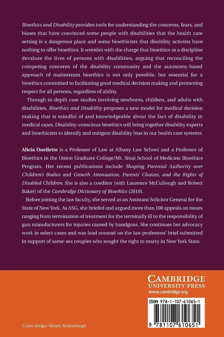 Rückseite: 9781107610651 | Bioethics and Disability | Toward a Disability-Conscious Bioethics