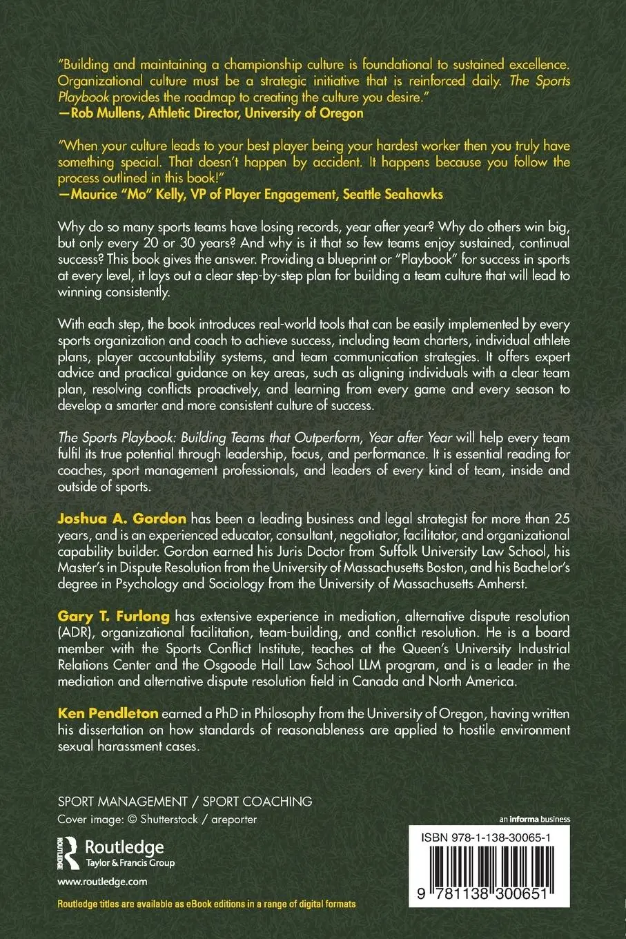 Rückseite: 9781138300651 | The Sports Playbook | Building Teams that Outperform, Year after Year