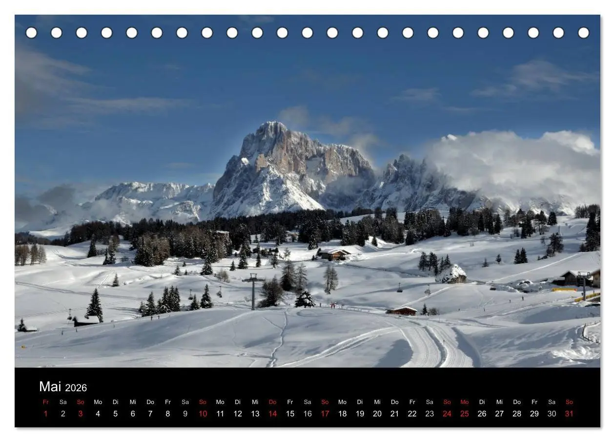 Bild: 9783516140651 | Die Seiser Alm im Winter (Tischkalender 2026 DIN A5 quer), CALVENDO...