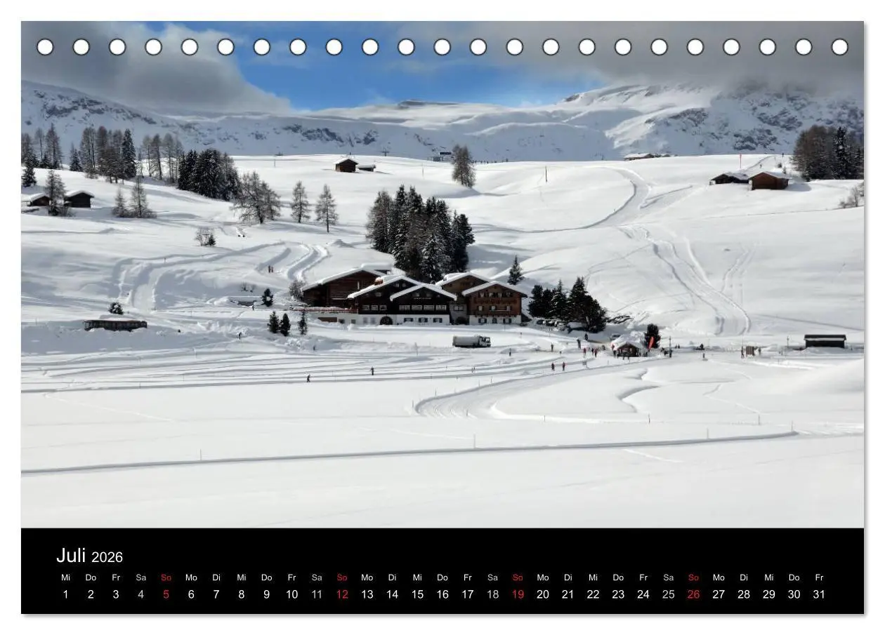 Bild: 9783516140651 | Die Seiser Alm im Winter (Tischkalender 2026 DIN A5 quer), CALVENDO...