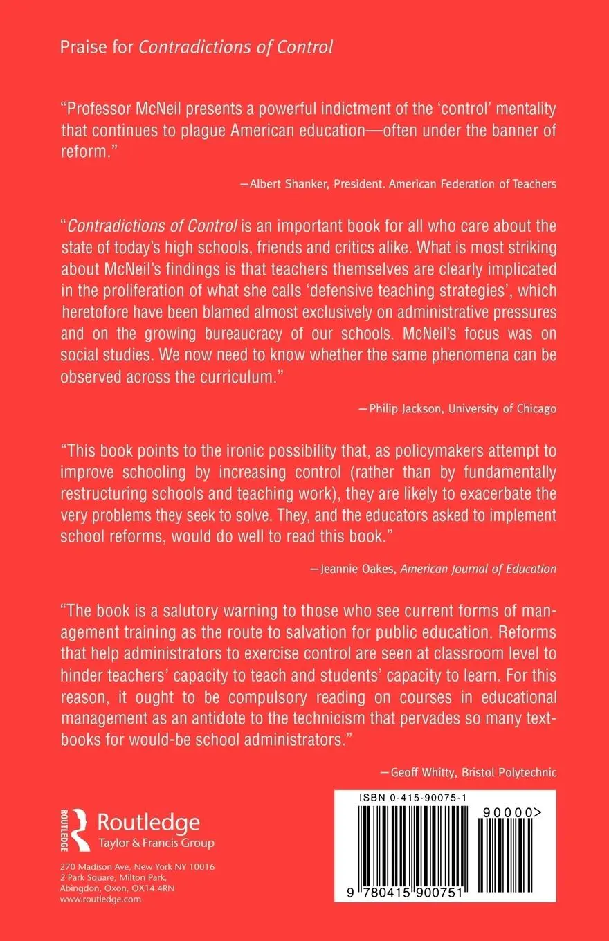 Rückseite: 9780415900751 | Contradictions of Control | School Structure and School Knowledge