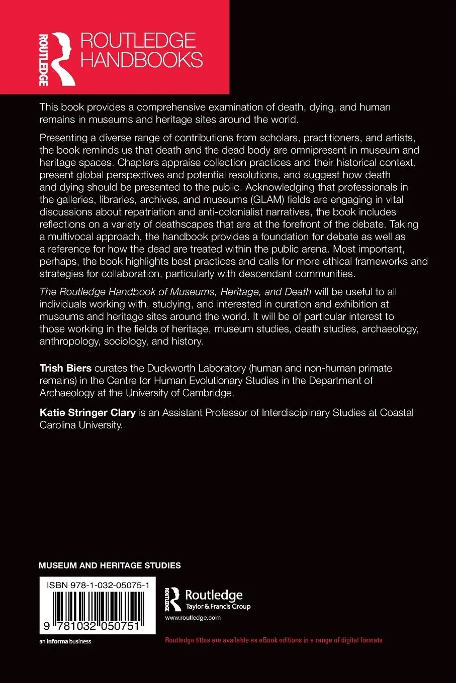 Rückseite: 9781032050751 | The Routledge Handbook of Museums, Heritage, and Death | Biers (u. a.)