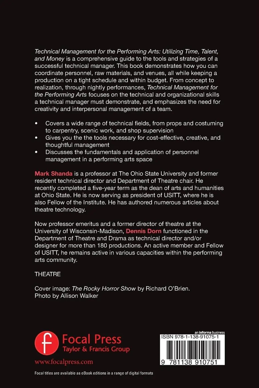 Rückseite: 9781138910751 | Technical Management for the Performing Arts | Mark Shanda (u. a.)