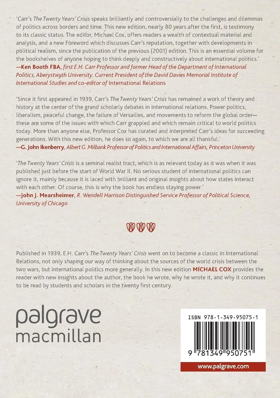 Rückseite: 9781349950751 | The Twenty Years' Crisis, 1919-1939 | E. H. Carr | Taschenbuch | cxxiv