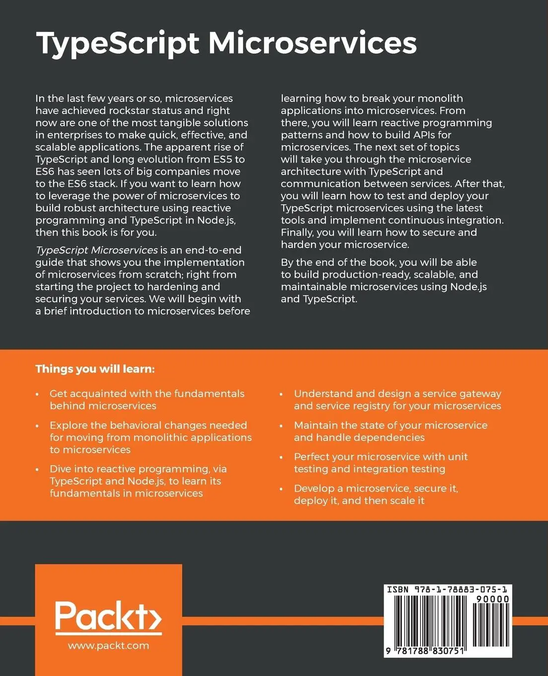 Rückseite: 9781788830751 | TypeScript Microservices | Parth Ghiya | Taschenbuch | Englisch | 2018