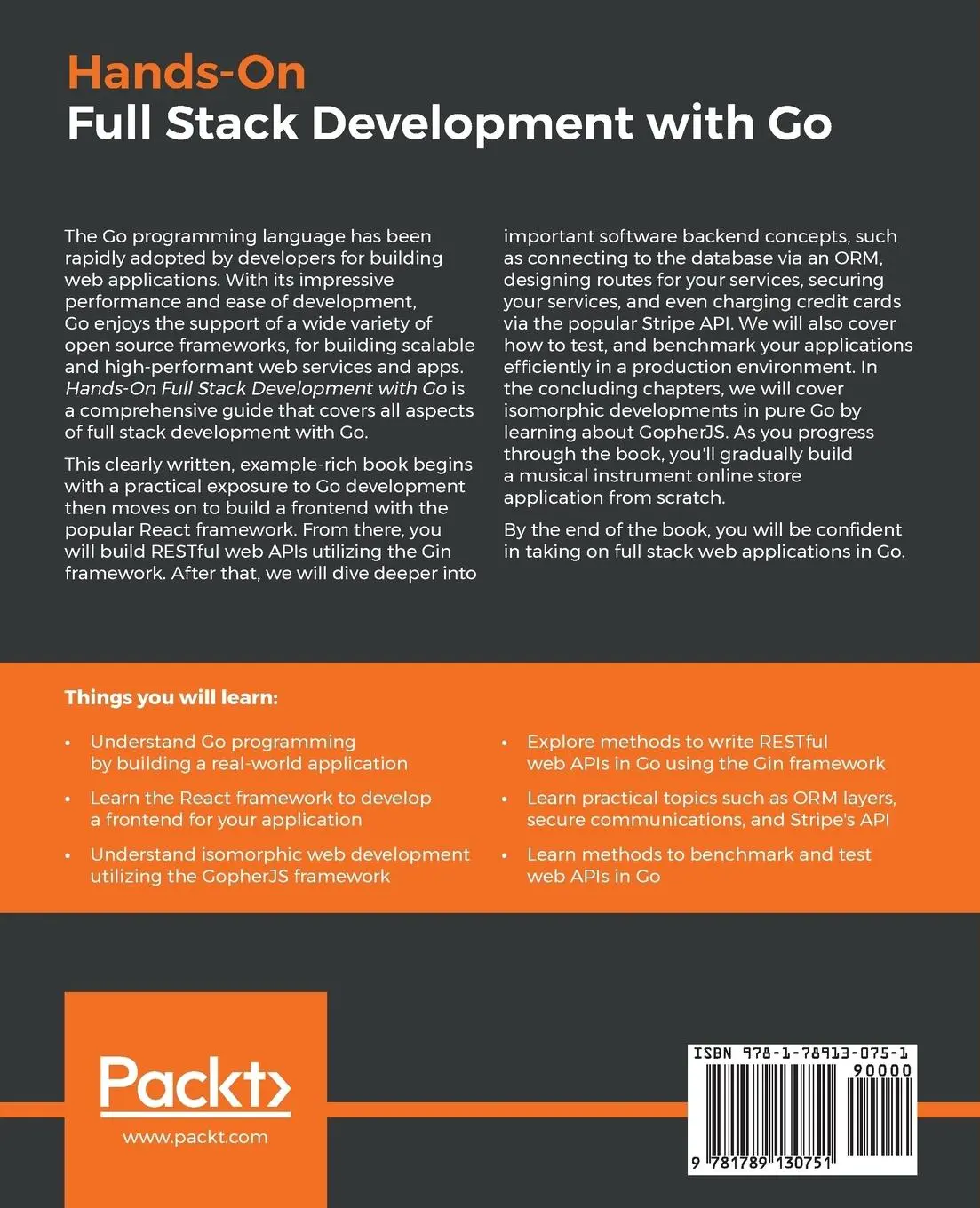 Rückseite: 9781789130751 | Hands-On Full-Stack Development with Go | Mina Andrawos | Taschenbuch