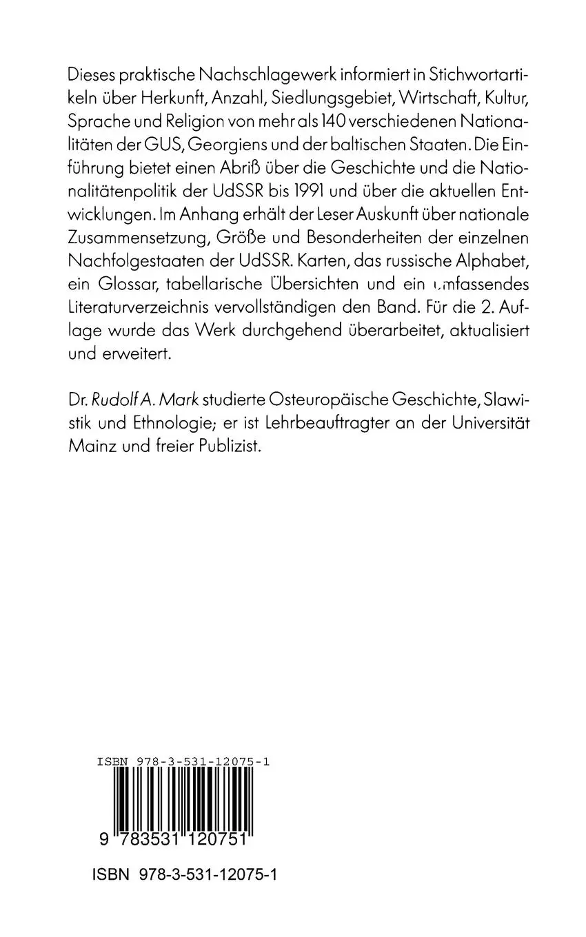 Rückseite: 9783531120751 | Die Völker der ehemaligen Sowjetunion | Rudolf Mark | Taschenbuch
