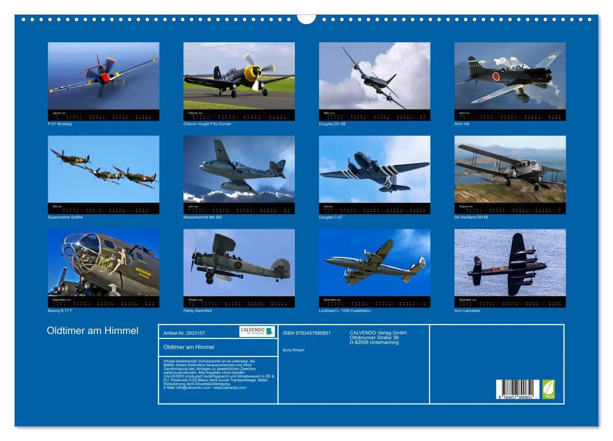 Bild: 9783457890851 | Oldtimer am Himmel (Wandkalender 2026 DIN A2 quer), CALVENDO...