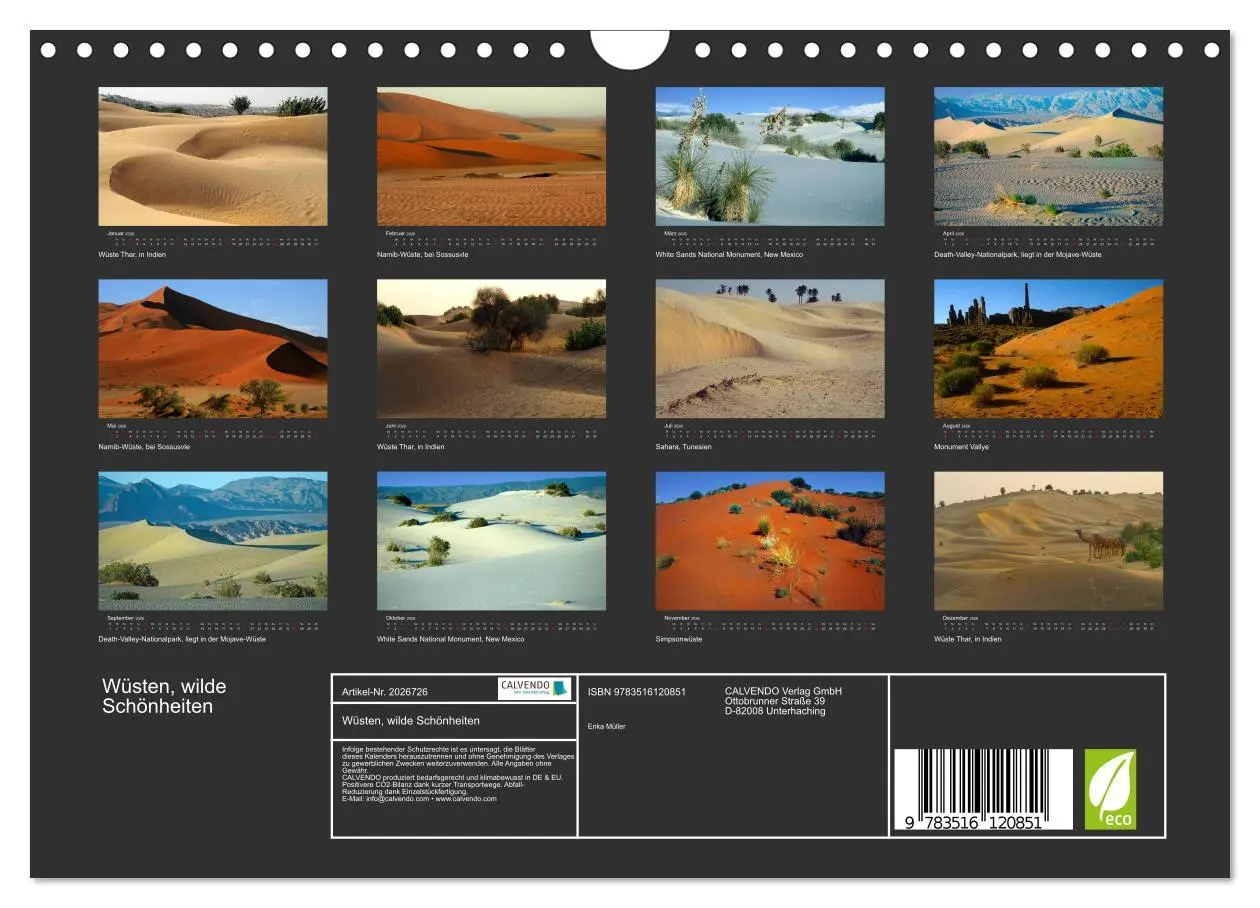 Bild: 9783516120851 | Wüsten, wilde Schönheiten (Wandkalender 2026 DIN A4 quer), CALVENDO...