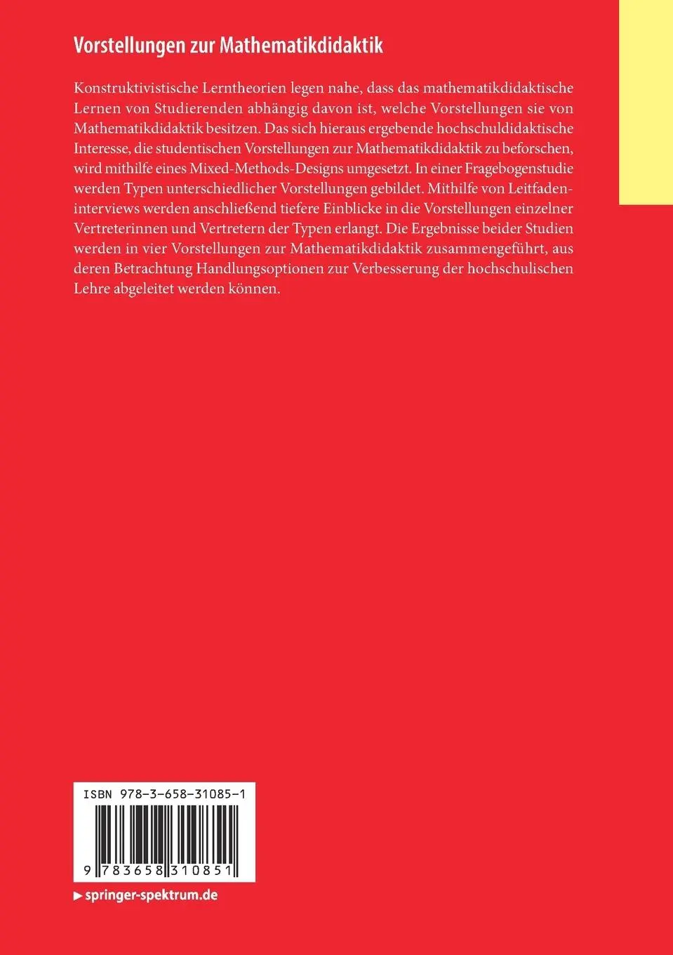 Rückseite: 9783658310851 | Vorstellungen zur Mathematikdidaktik | Katharina Manderfeld | Buch