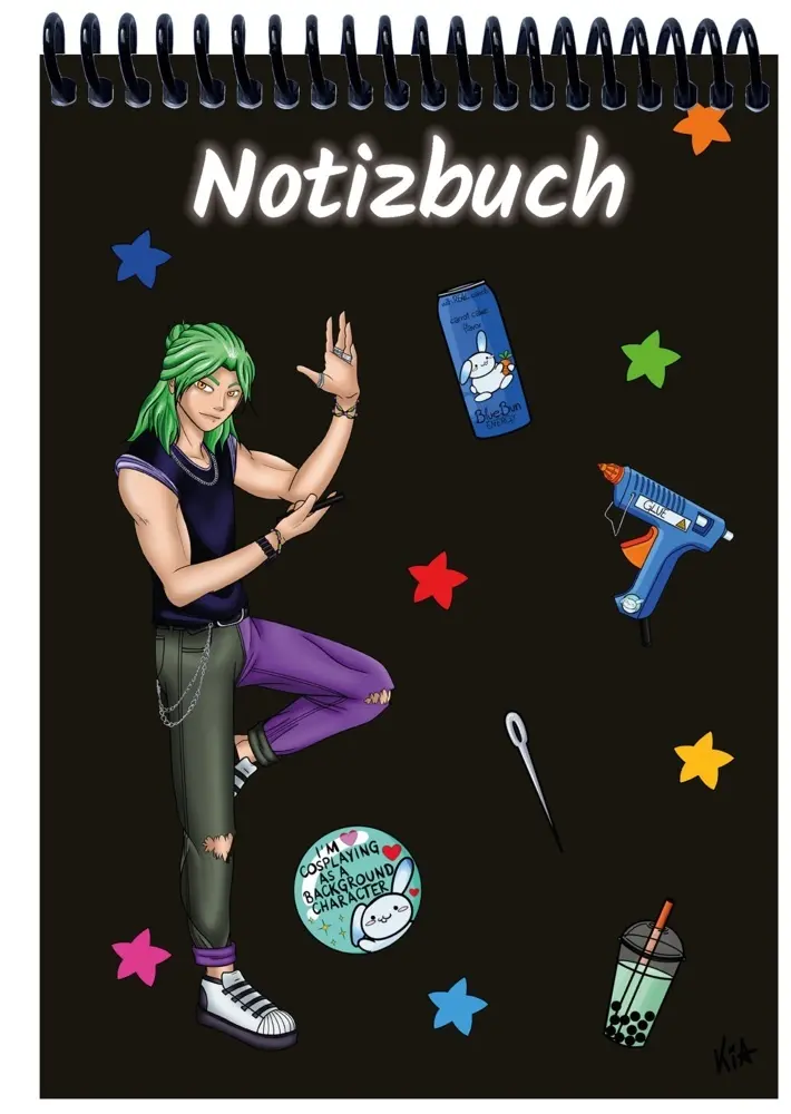 A 4 Notizblock Manga Quinn, schwarz, blanko