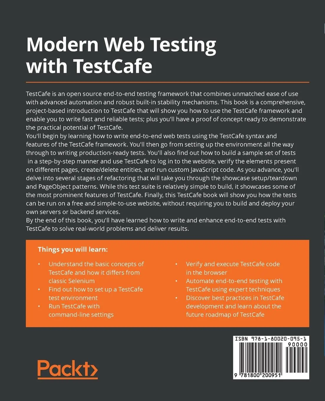 Rückseite: 9781800200951 | Modern Web Testing with TestCafe | Dmytro Shpakovskyi | Taschenbuch