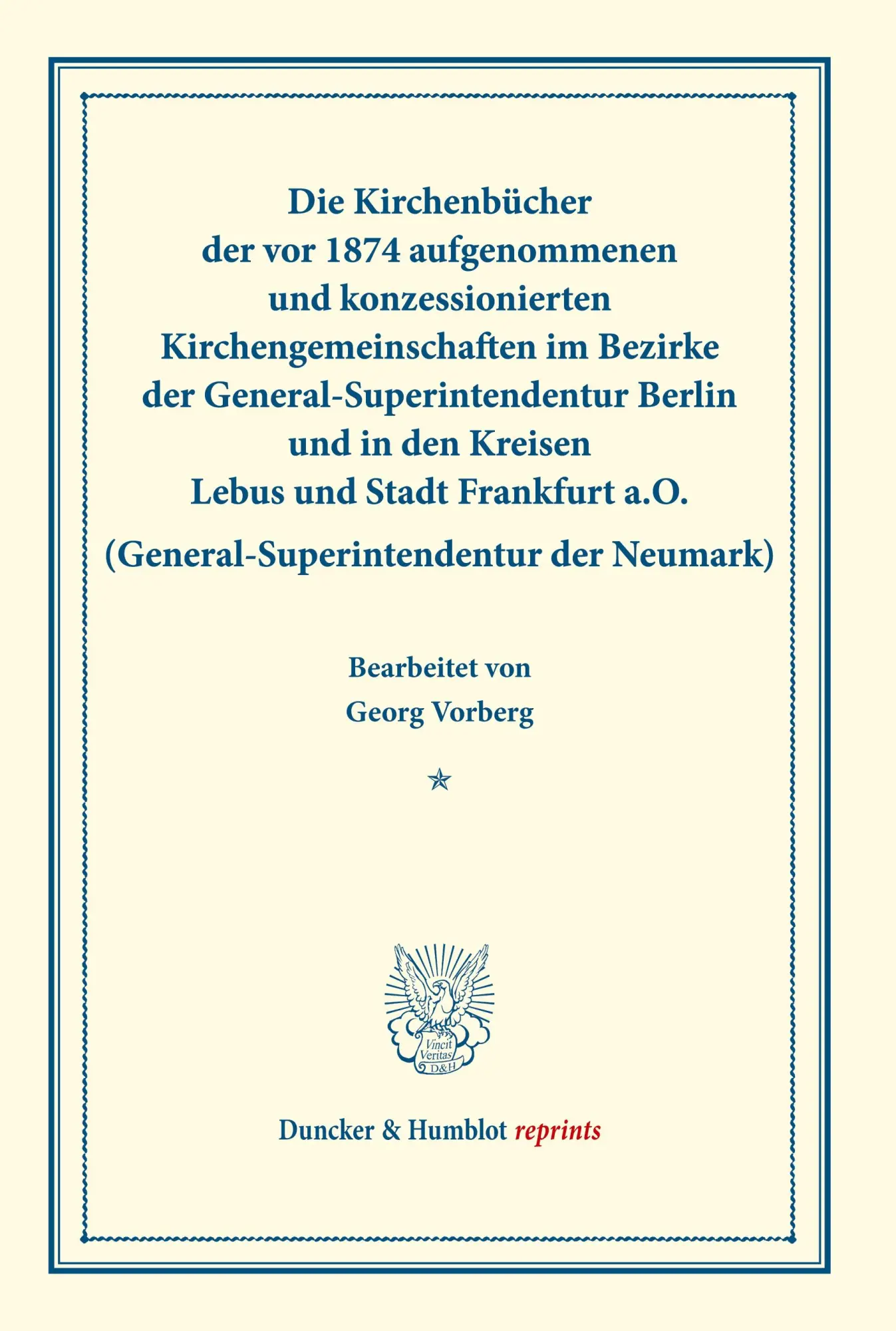 Cover: 9783428170951 | Die Kirchenbücher der vor 1874 aufgenommenen und konzessionierten...
