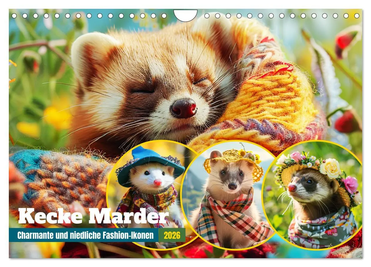 Cover: 9783457330951 | Kecke Marder. Charmante und niedliche Fashion-Ikonen (Wandkalender...