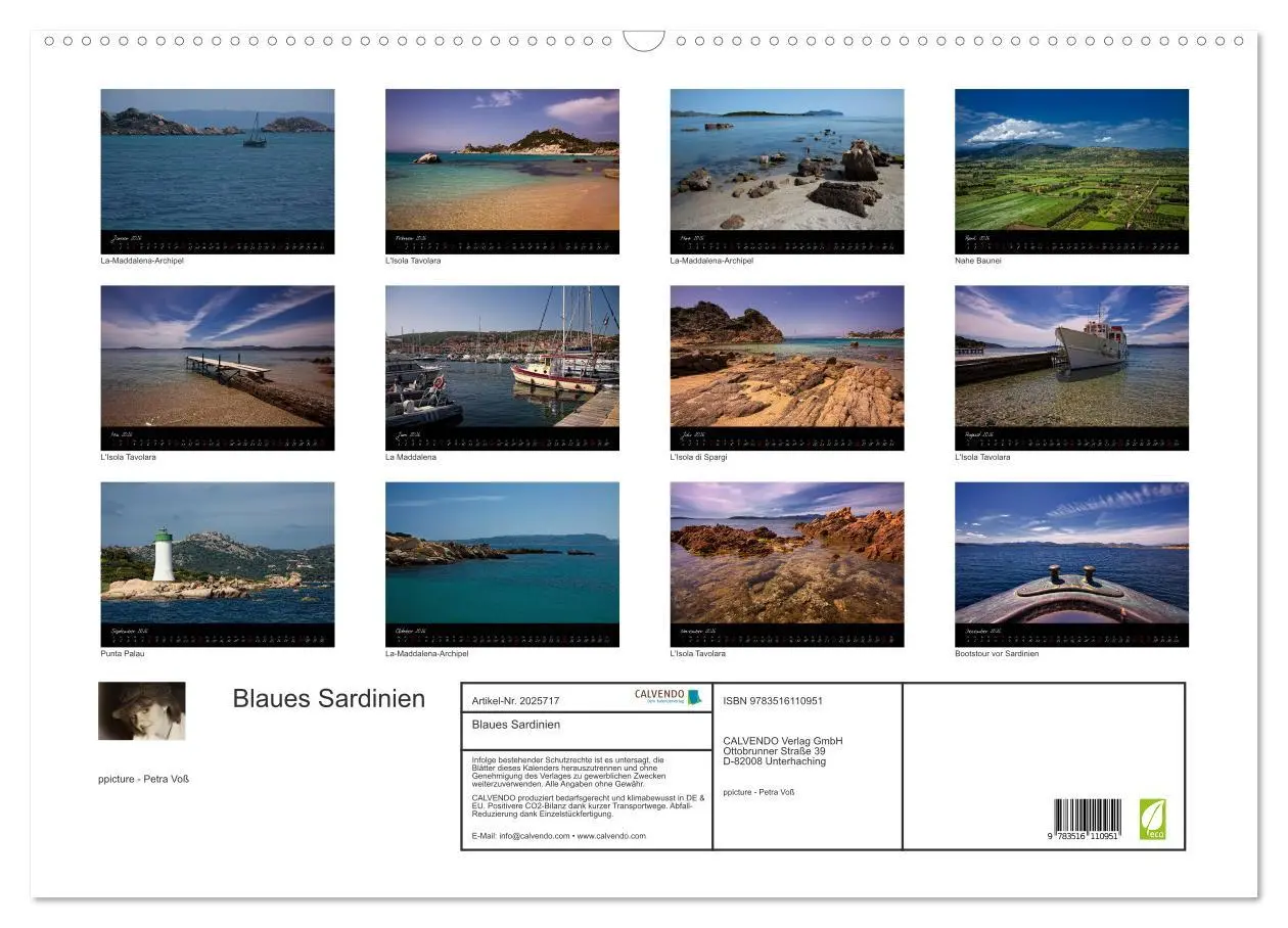 Bild: 9783516110951 | Blaues Sardinien (Wandkalender 2026 DIN A2 quer), CALVENDO...