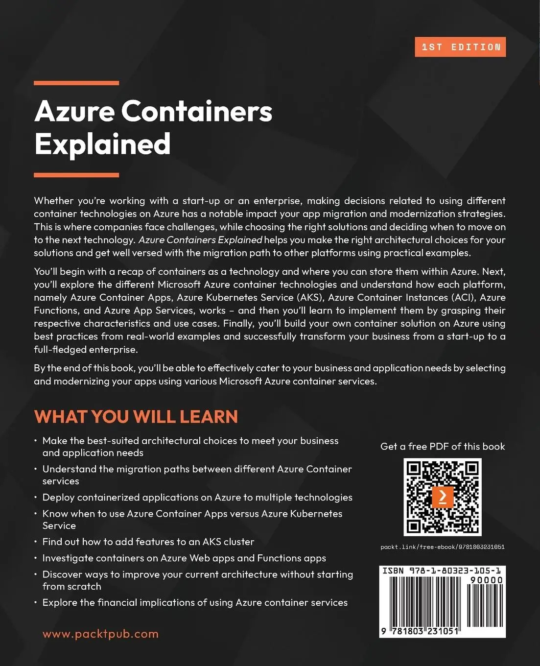 Rückseite: 9781803231051 | Azure Containers Explained | Wesley Haakman (u. a.) | Taschenbuch