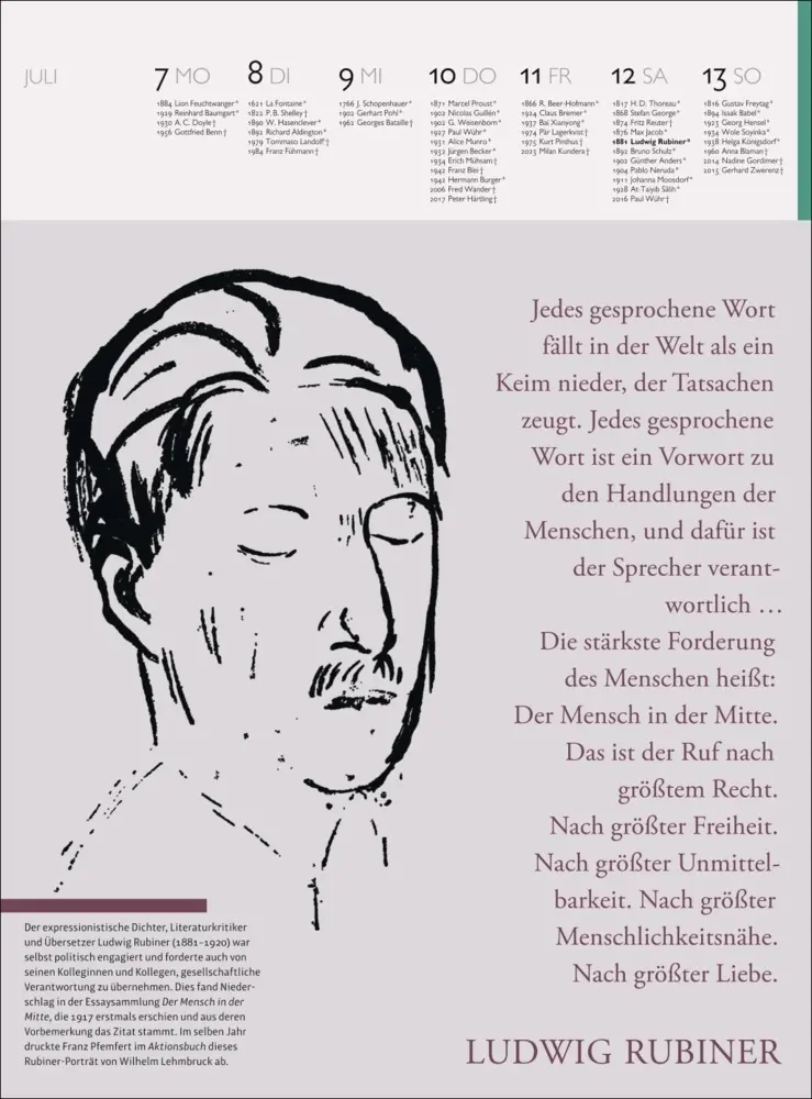 Bild: 9783840041051 | Der Literatur Kalender Wochenkalender 2025 | Claudia Jürgens | Deutsch