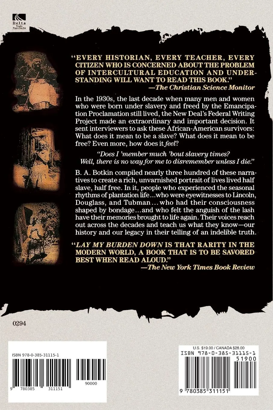 Rückseite: 9780385311151 | Lay My Burden Down | A Folk History of Slavery | Jerrold I. Hirsch