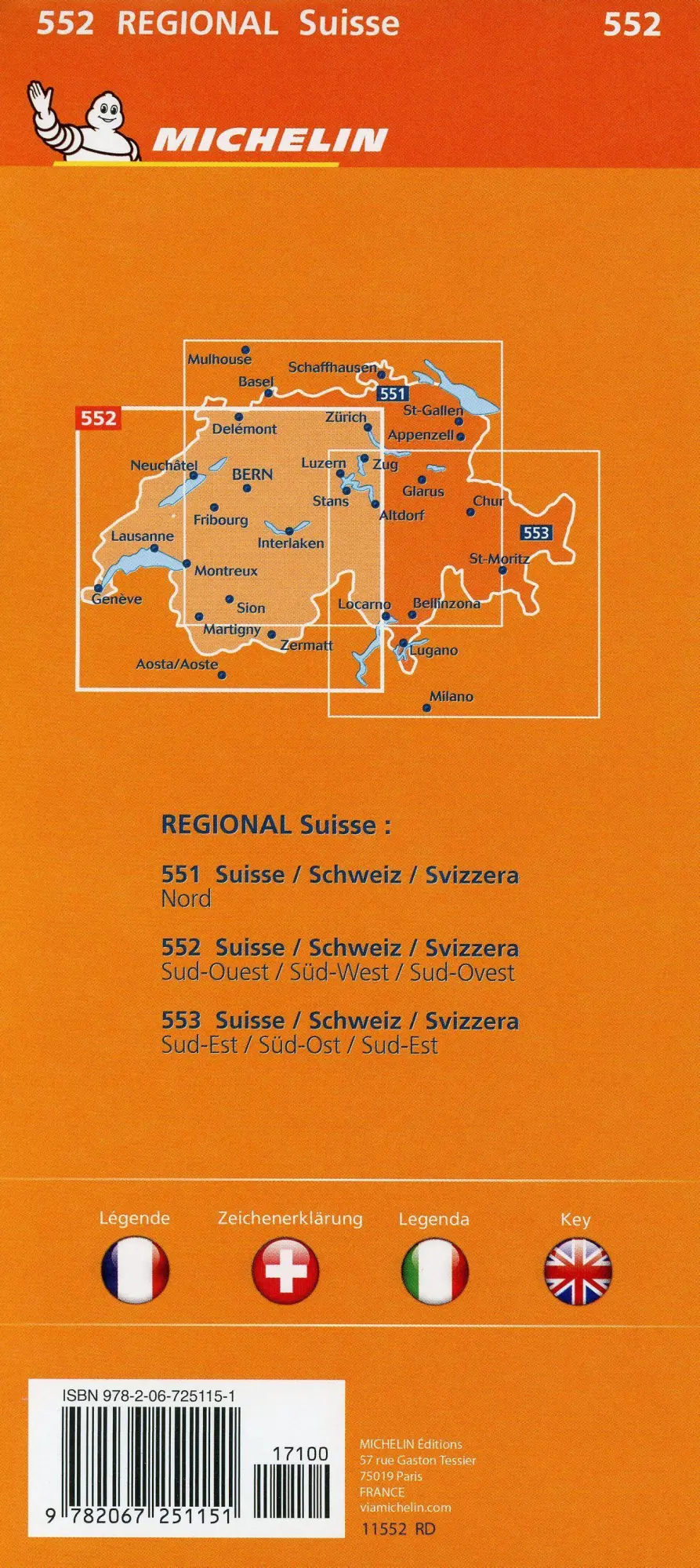 Bild: 9782067251151 | Michelin Schweiz Süd-West | Straßen- und Tourismuskarte 1:200.000
