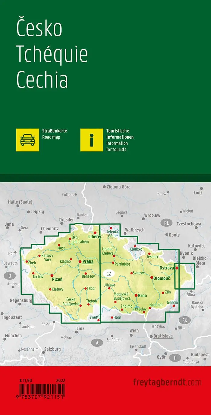Rückseite: 9783707921151 | Tschechien, Straßenkarte 1:250.000, freytag &amp; berndt | KG | Deutsch