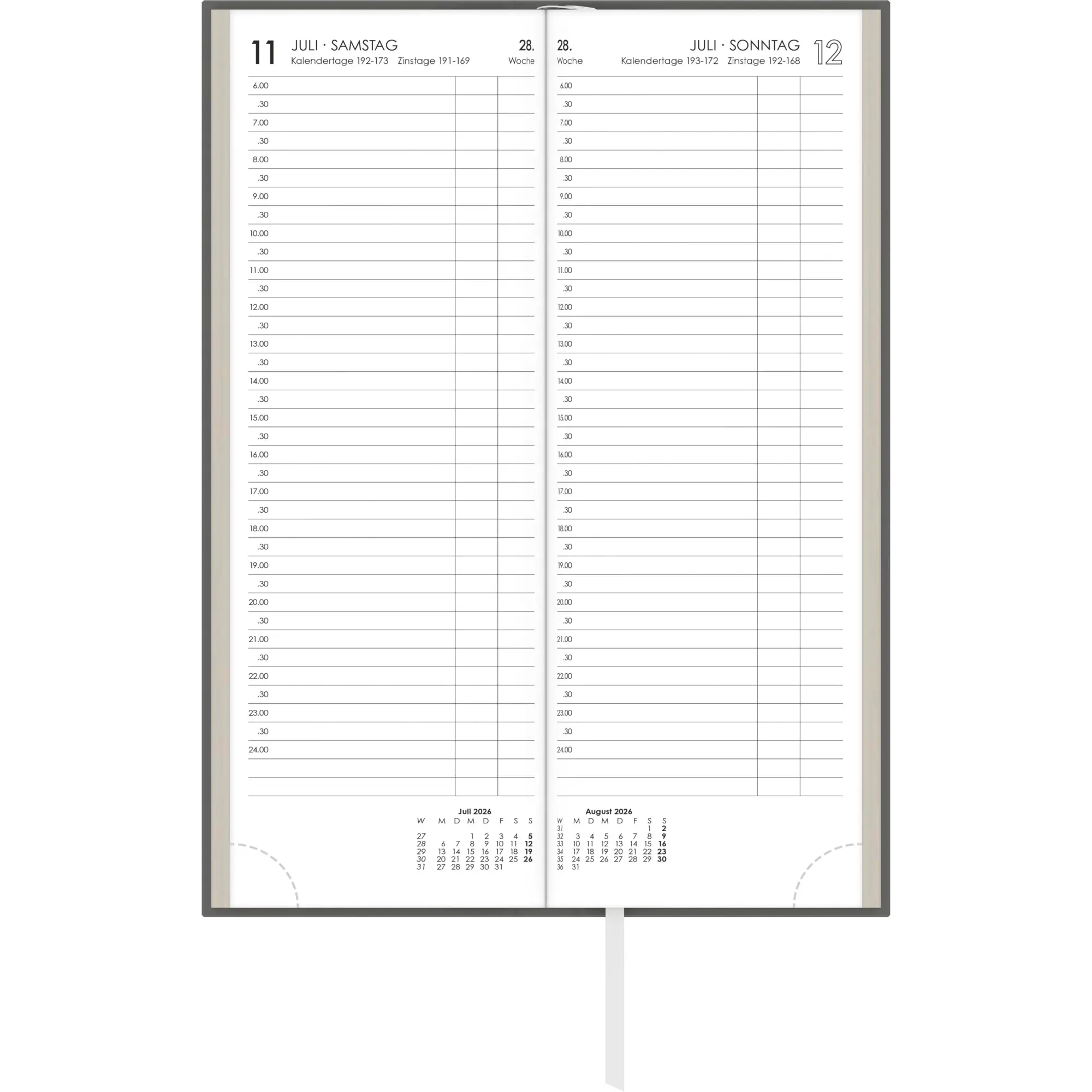Bild: 4069095001251 | Tagevormerkbuch Leinen anthrazit 2026 1T/1S - 10,4x29,6 -...
