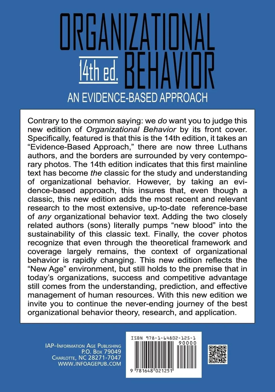 Rückseite: 9781648021251 | Organizational Behavior | An Evidence-Based Approach | Luthans (u. a.)