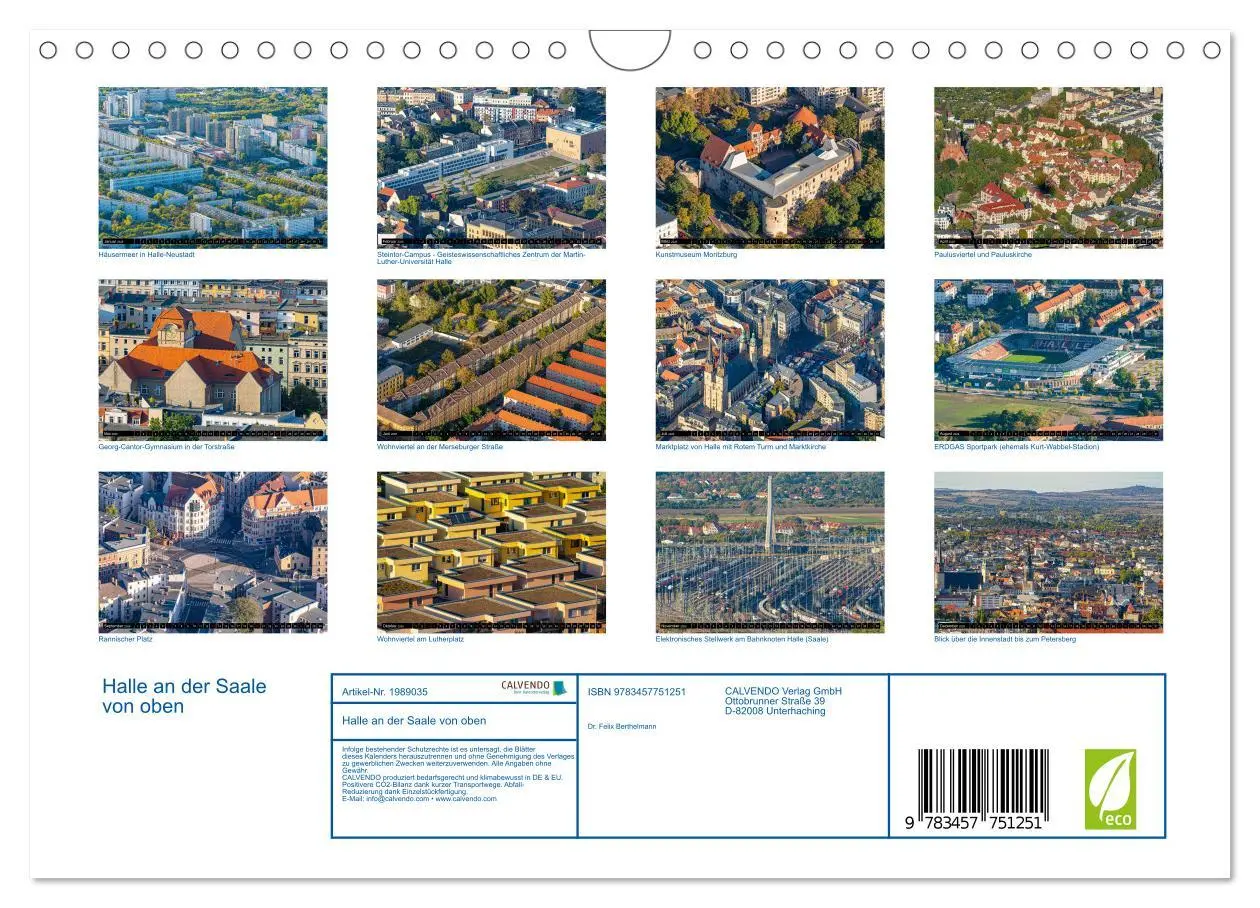 Bild: 9783457751251 | Halle an der Saale von oben (Wandkalender 2026 DIN A4 quer),...