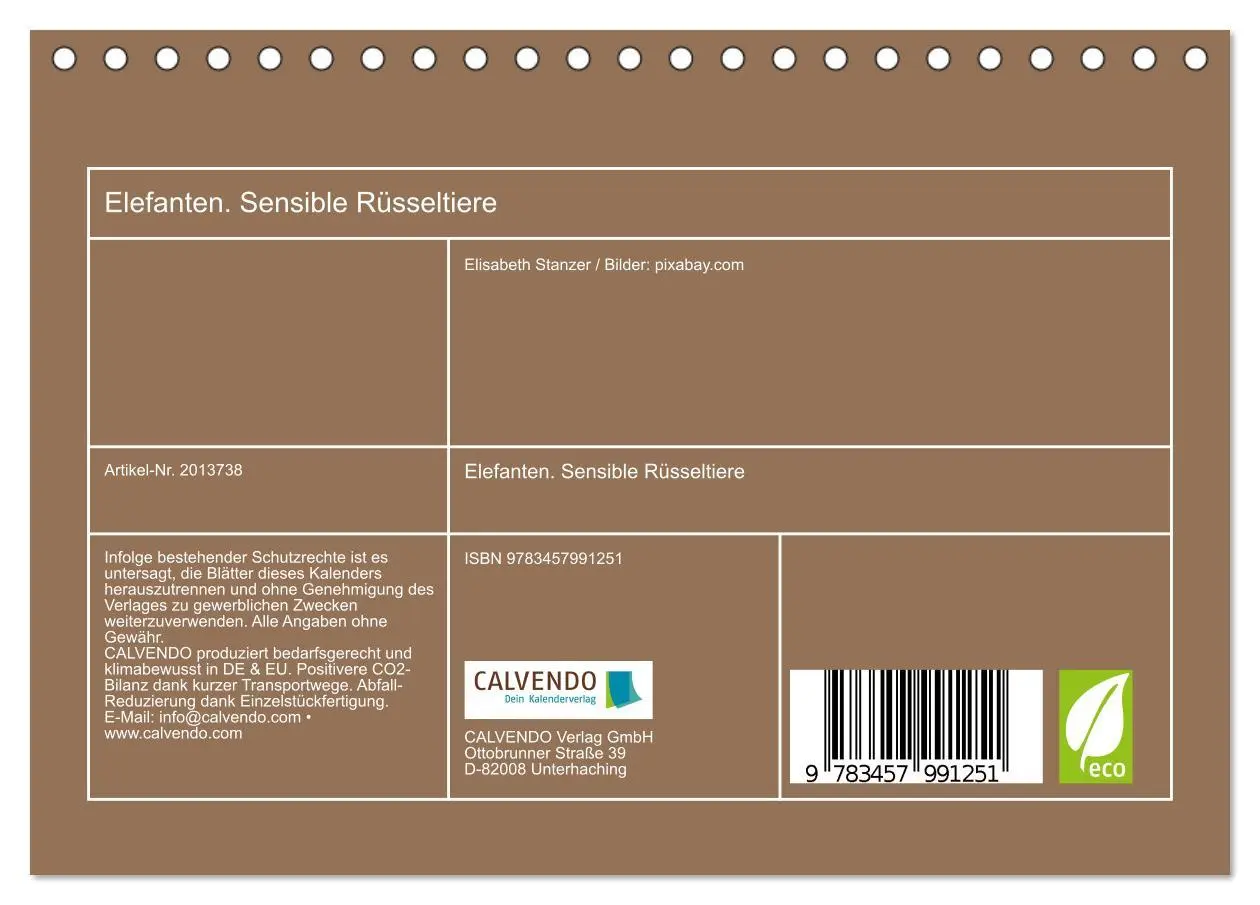 Bild: 9783457991251 | Elefanten. Sensible Rüsseltiere (Tischkalender 2026 DIN A5 quer),...