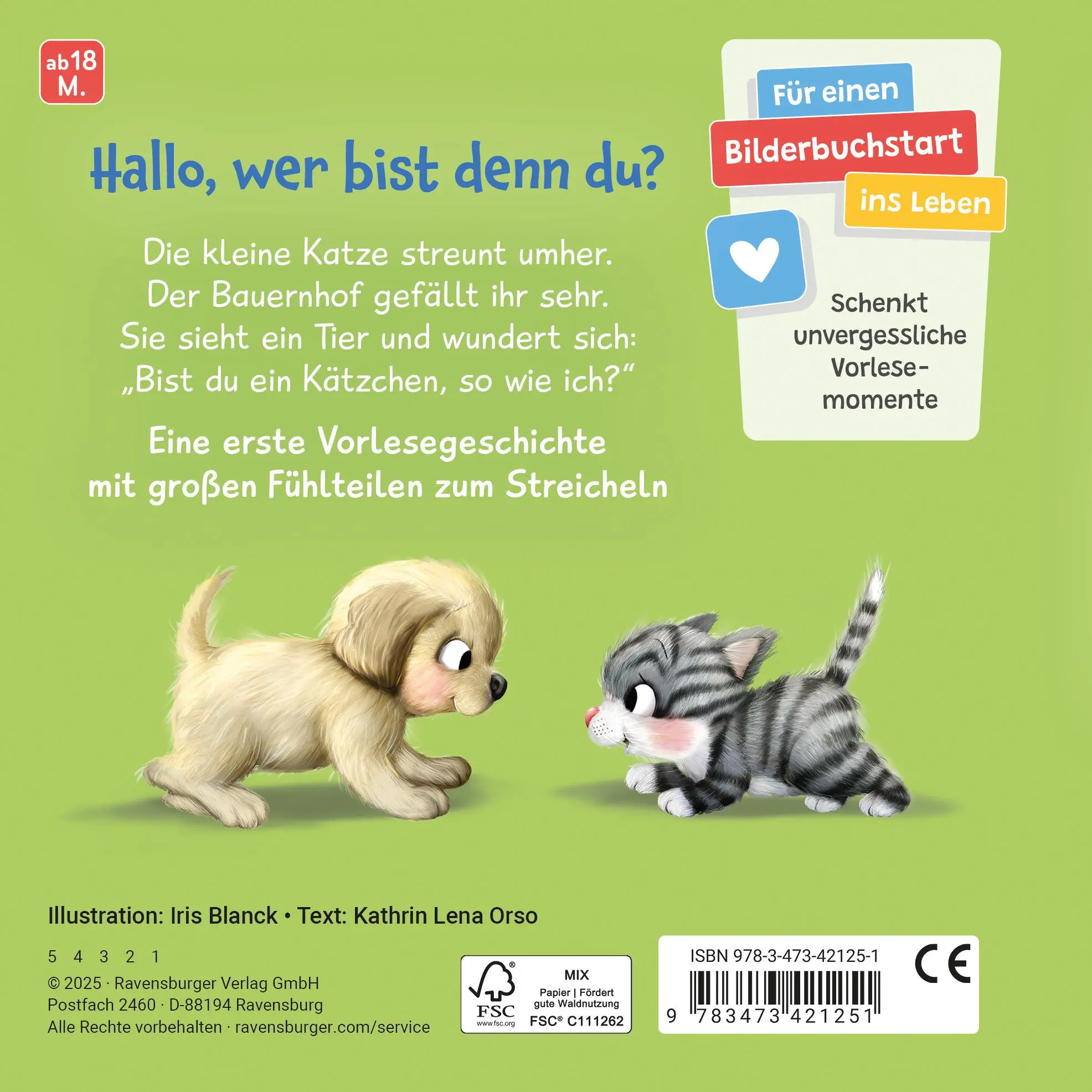 Rückseite: 9783473421251 | Mein erstes Vorlese-Fühlbuch - Bist du eine Katze? | Kathrin Lena Orso