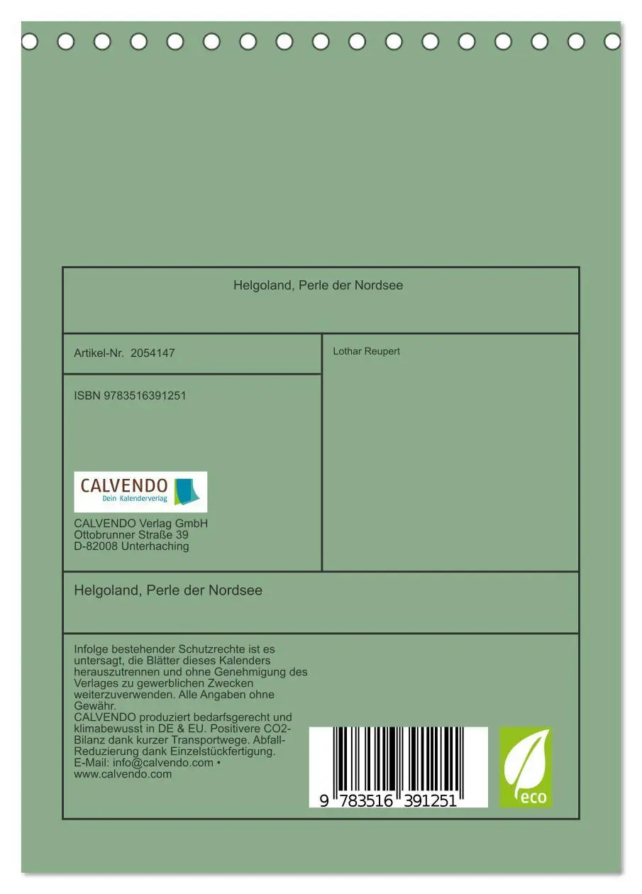 Bild: 9783516391251 | Helgoland, Perle der Nordsee (Tischkalender 2026 DIN A5 hoch),...