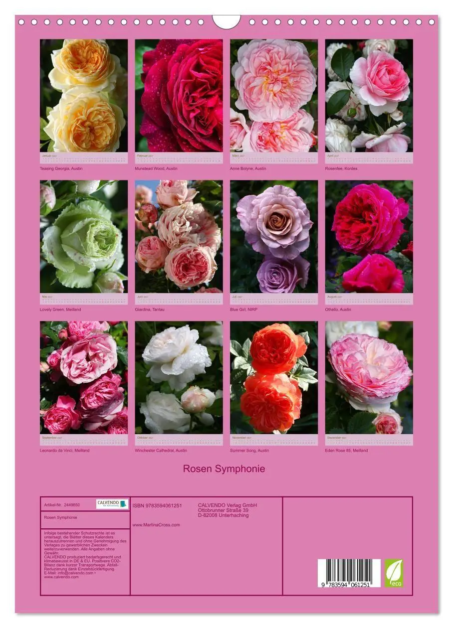 Bild: 9783594061251 | Rosen Symphonie (Wandkalender 2027 DIN A3 hoch), CALVENDO...