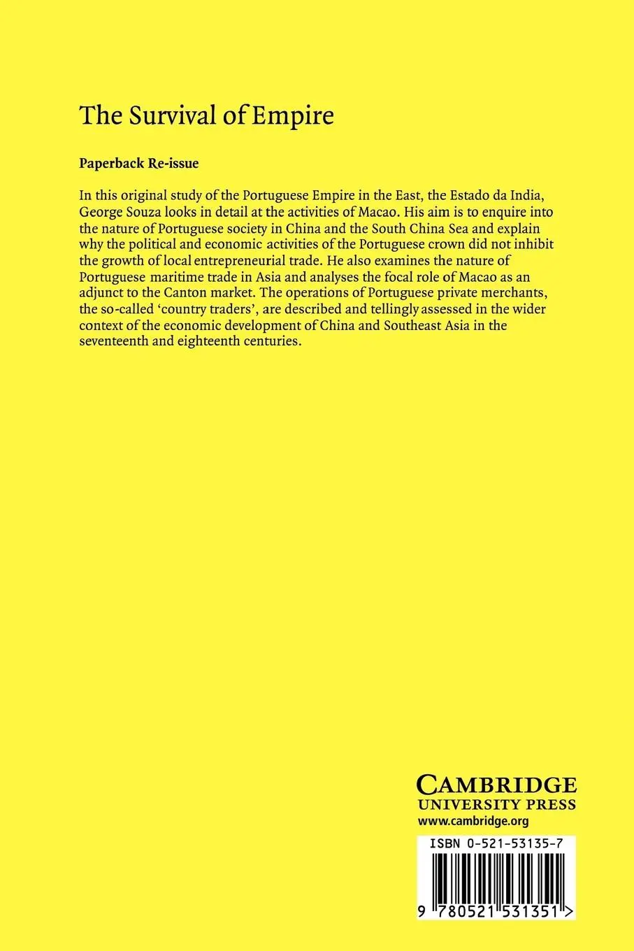 Rückseite: 9780521531351 | The Survival of Empire | G. B. Souza (u. a.) | Taschenbuch | Englisch