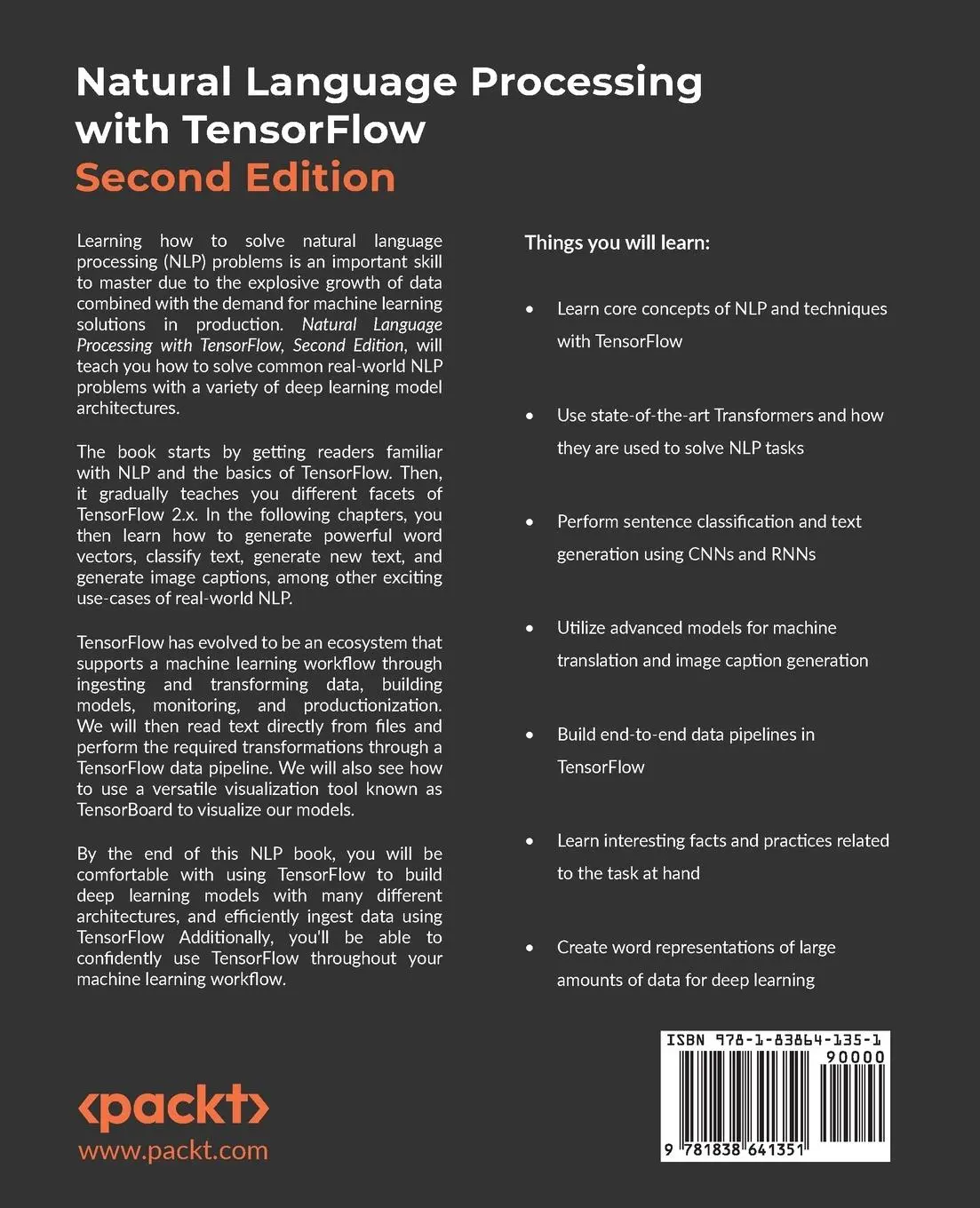 Rückseite: 9781838641351 | Natural Language Processing with TensorFlow - Second Edition | Buch
