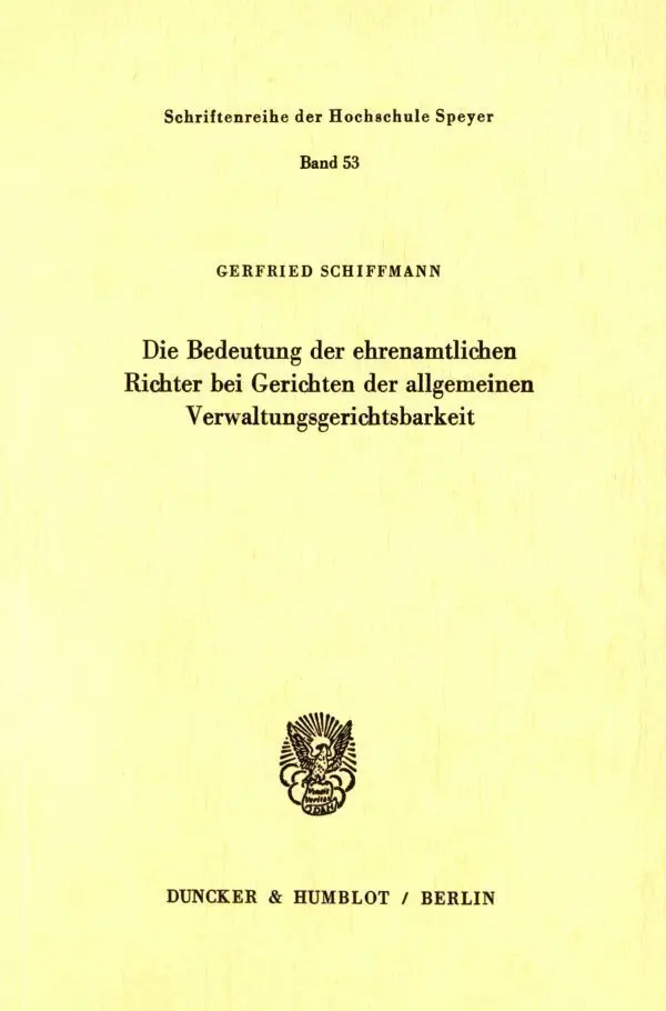 Cover: 9783428031351 | Die Bedeutung der ehrenamtlichen Richter bei Gerichten der...