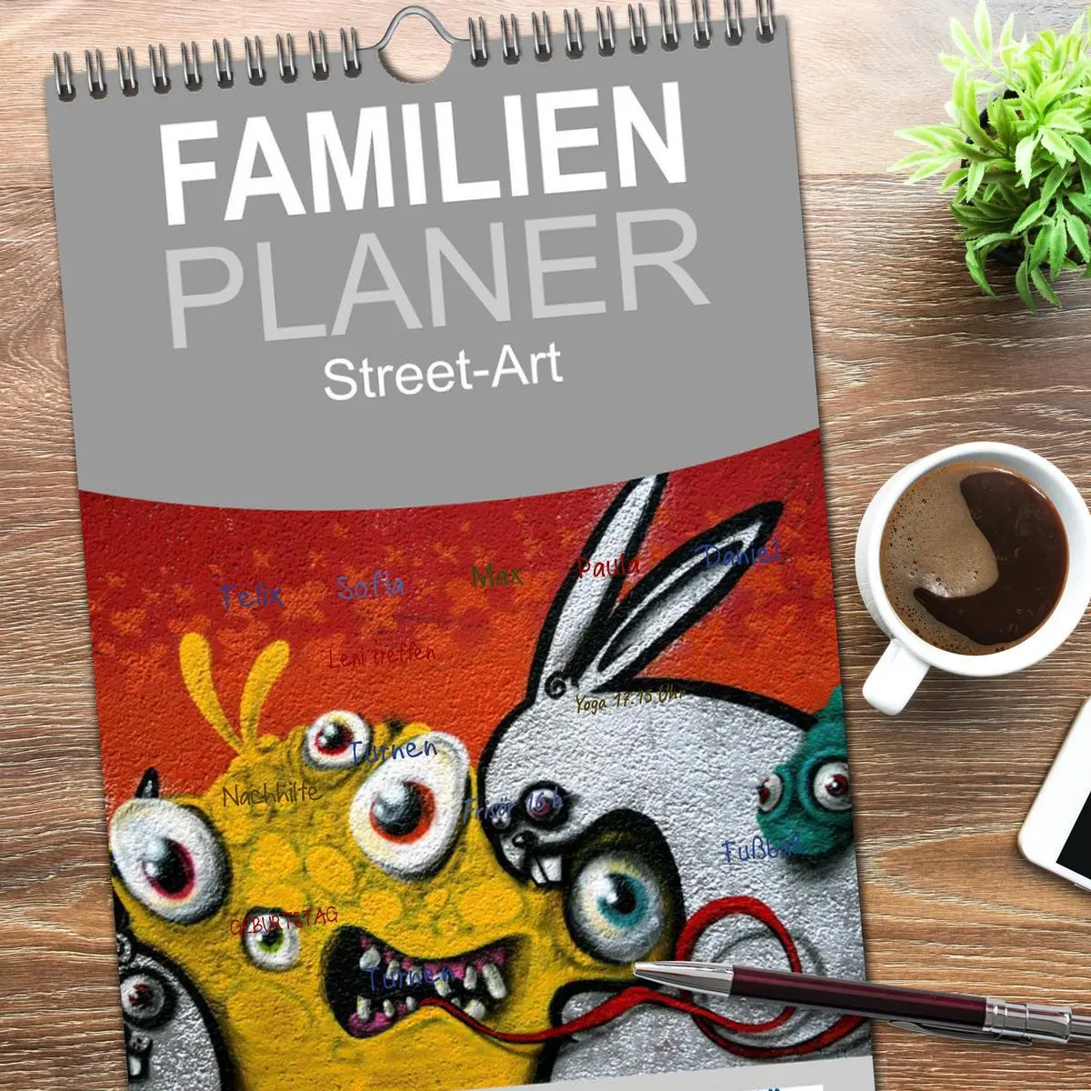 Bild: 9783516521351 | Familienplaner 2026 - Street-Art 2026 mit 5 Spalten (Wandkalender,...