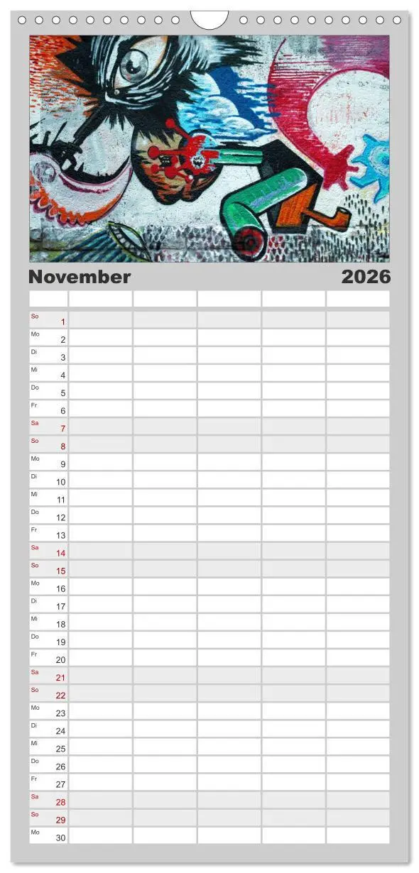 Bild: 9783516521351 | Familienplaner 2026 - Street-Art 2026 mit 5 Spalten (Wandkalender,...