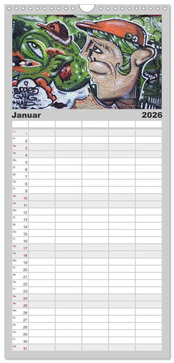 Bild: 9783516521351 | Familienplaner 2026 - Street-Art 2026 mit 5 Spalten (Wandkalender,...