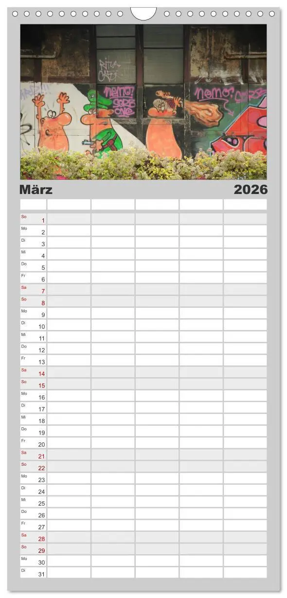Bild: 9783516521351 | Familienplaner 2026 - Street-Art 2026 mit 5 Spalten (Wandkalender,...